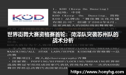 世界街舞大赛资格赛首轮：菏泽队突袭苏州队的战术分析